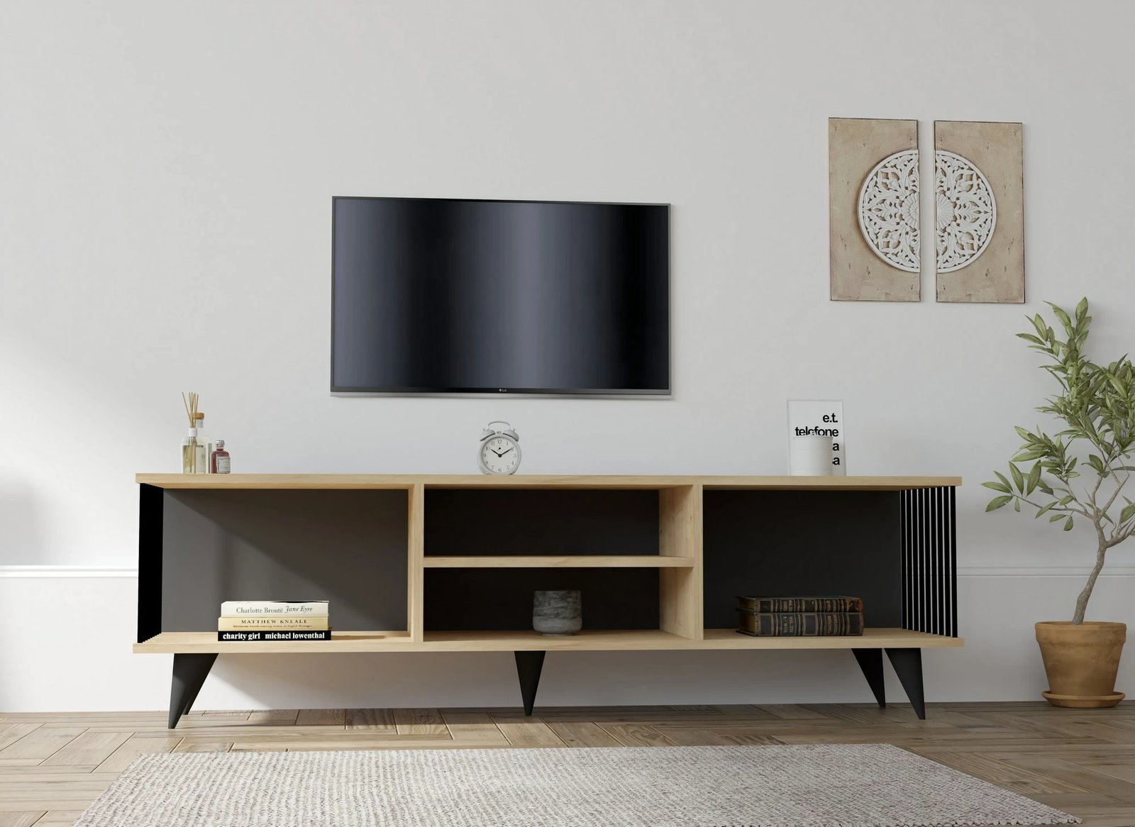 Komodë TV Hanah Home, Josef, ngjyrë safir