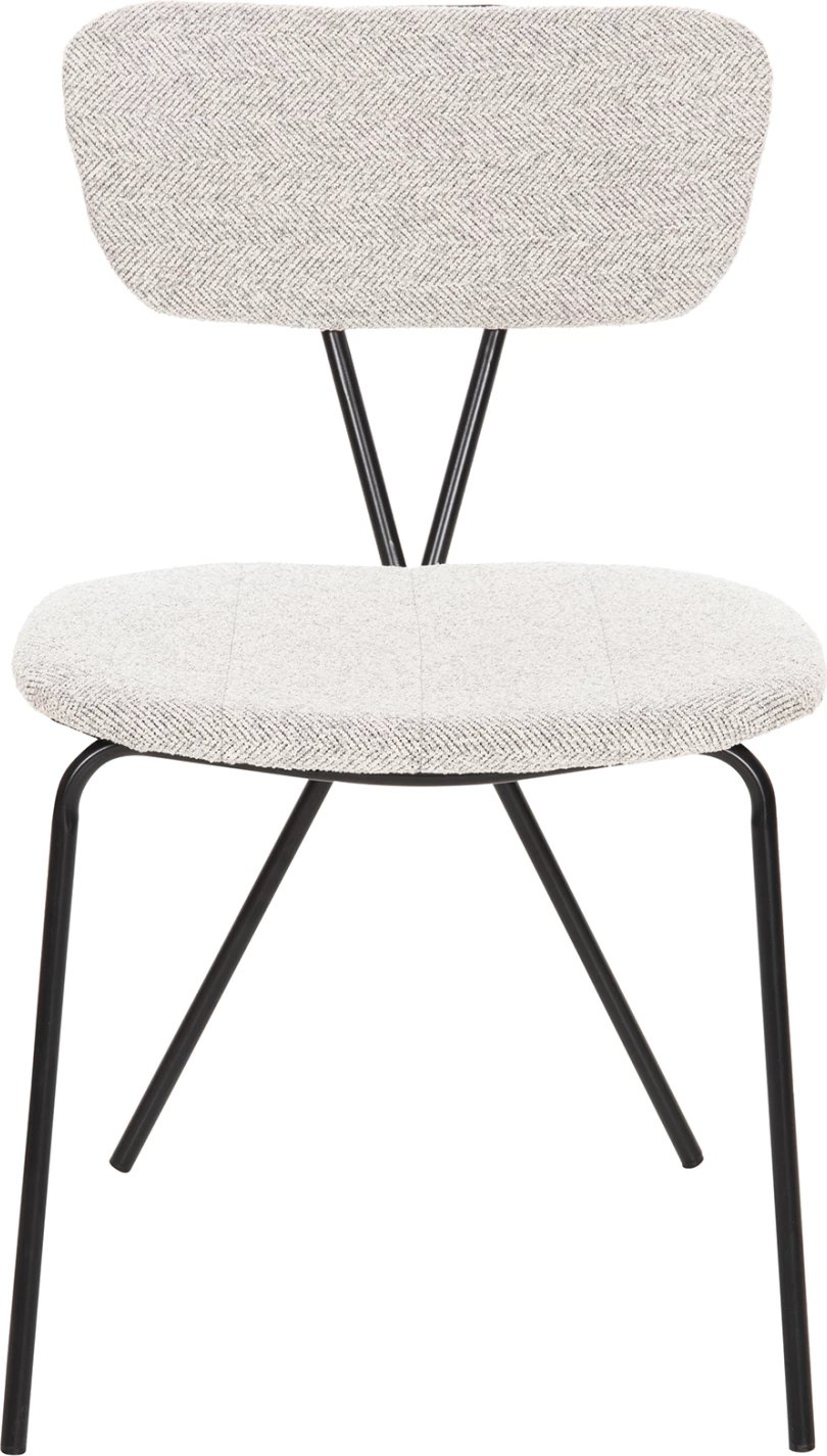 Karrige ngrënieje DORY FH9855.03 kornizë metalike në të zezë, pëlhurë në gri të lehtë 48,5x61x76H cm., set prej 4 copë