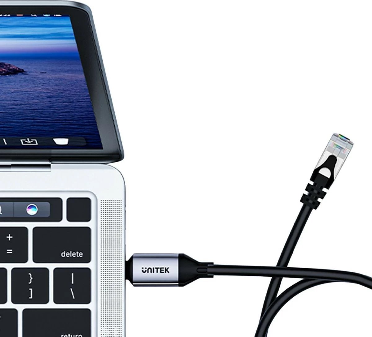 Kabllo Ethernet Unitek USB-C RJ-45 LAN, 3m, ngjyrë zezë-argjendtë