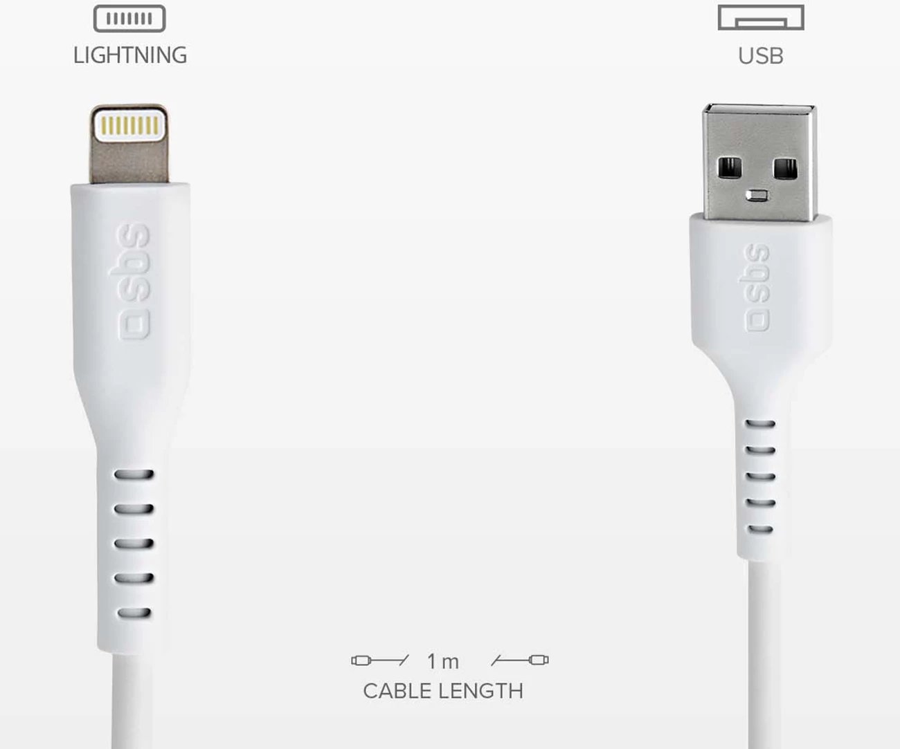 Kabllo USB-A në Lightning SBS TECABLEUSBIP589W, 1m, e bardhë