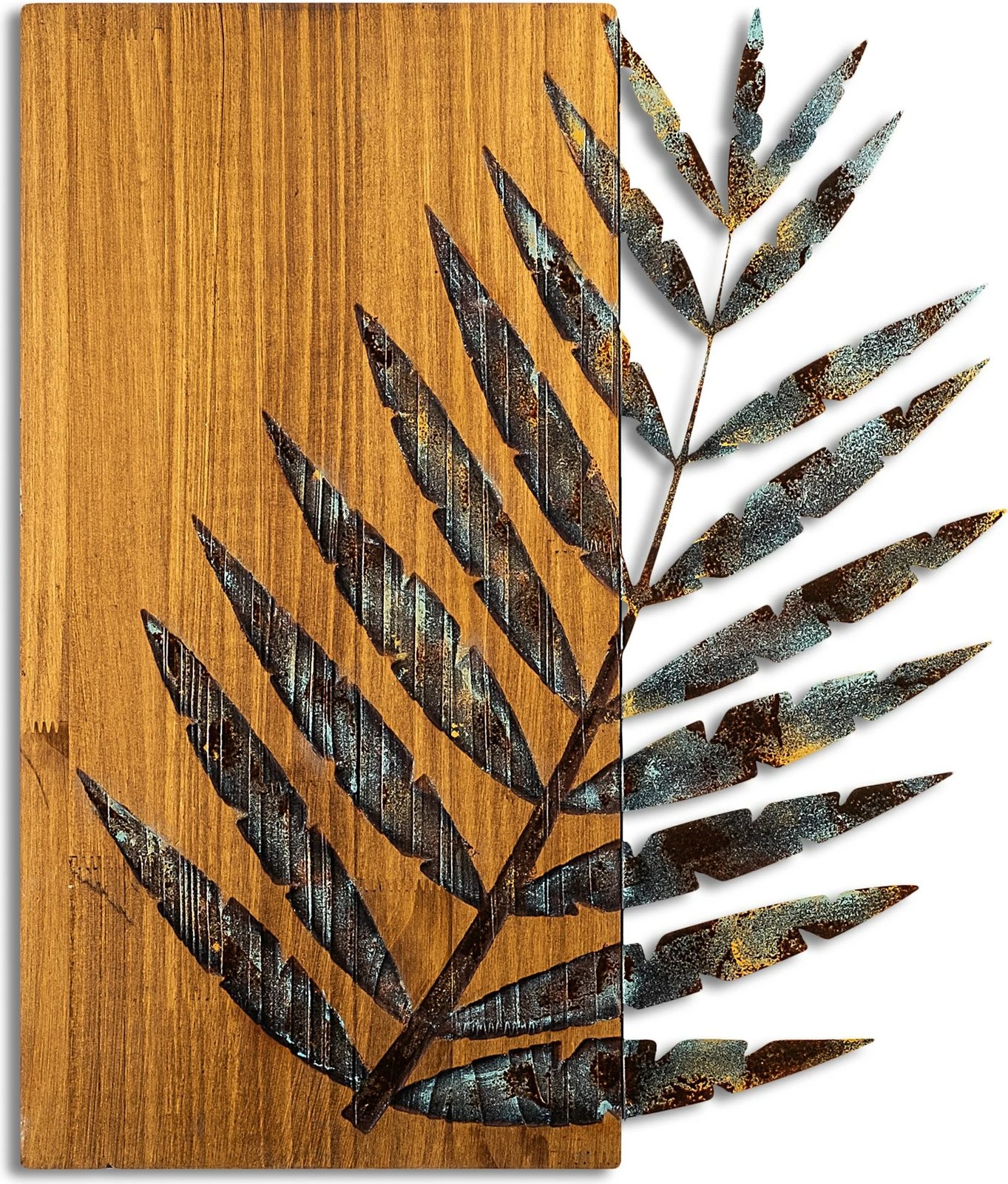 Aksesor dekorativ muri prej druri, Wallity, gjethe 3-1