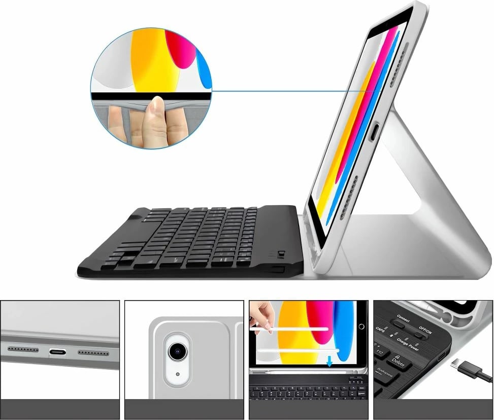 Mbështjellës me tastierë Tech-Protect SC Pen për iPad 10.9" (10 gen.) / 11" (11 gen.), Gri