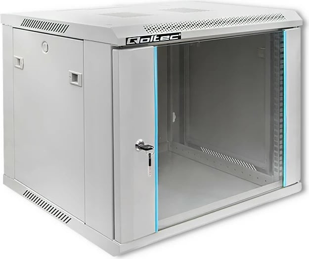 Kasë RACK Qoltec 9U, 600x600x500mm, për mur, Gri
