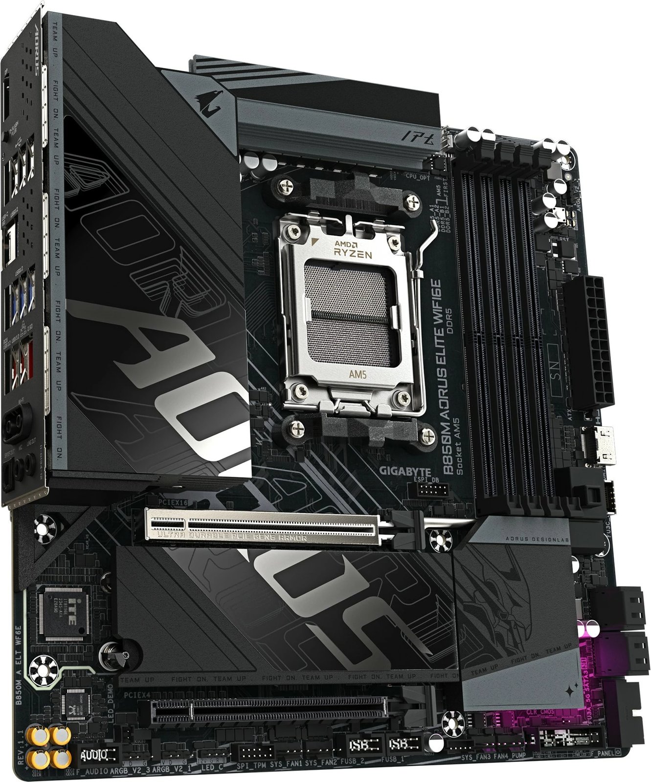 Pllakë amë Gigabyte GA-B850M A ELT WF6E, Socket AM5, WiFi, PCIe 5.0, e zezë