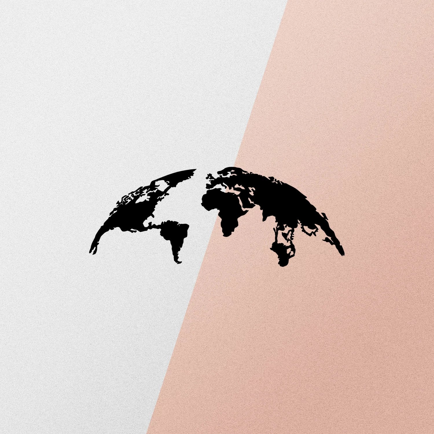 Aksesor dekorativ metalik për mur, hartë bote, i zi, Wallity, i vogël