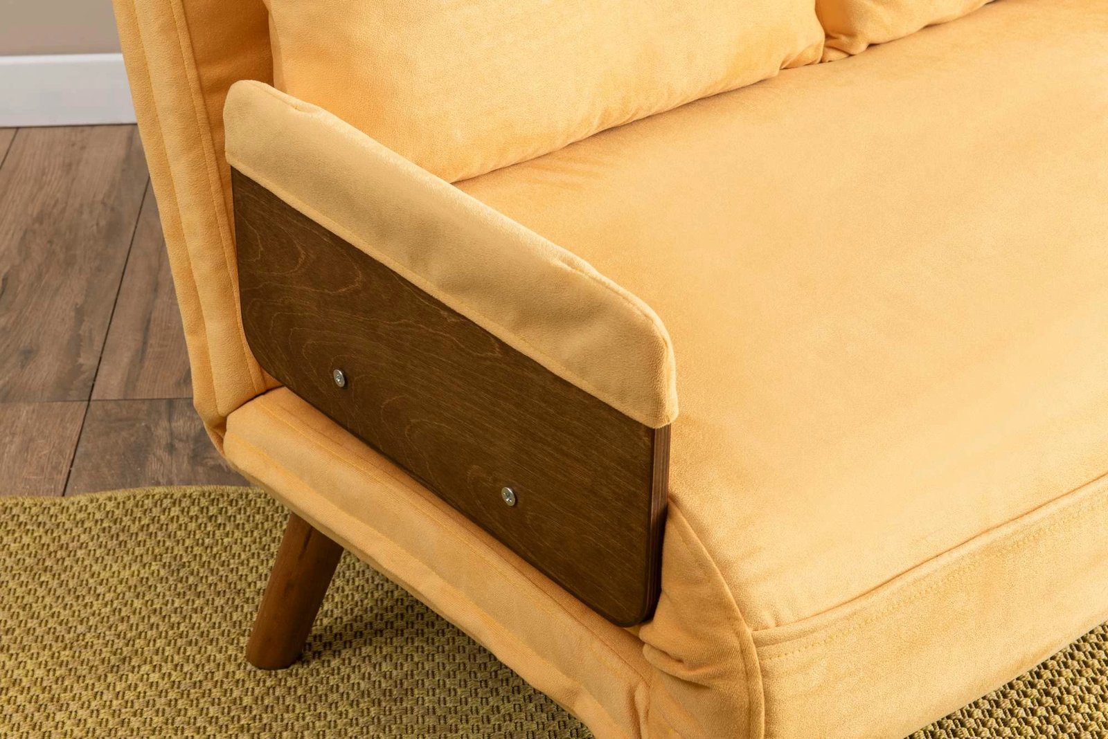 Divan i shndërrueshëm në krevat, 2 vende, Cosmo, ngjyrë mustard