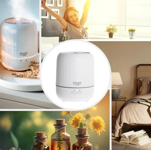 Difuzer arome ultrasonik USB 3-në-1, Adler, AD 7968, 100 ml, deri 25 m2, ndriçim 7 ngjyra, auto-off, i bardhë