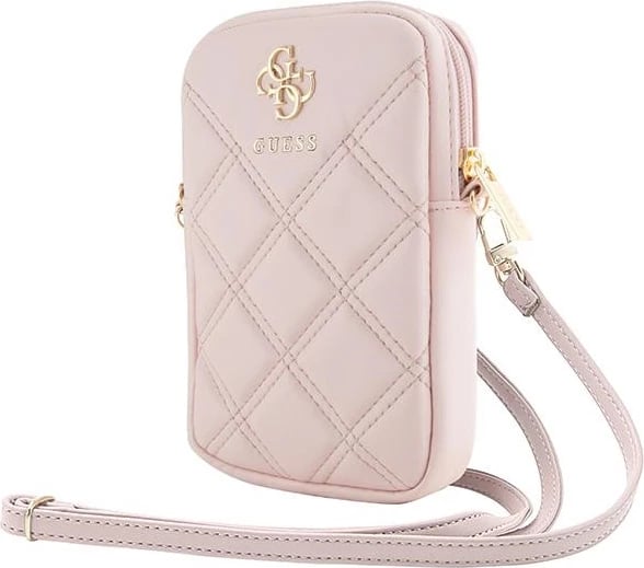 Mbështjellës Guess Zip Quilted 4G për celular, Rozë