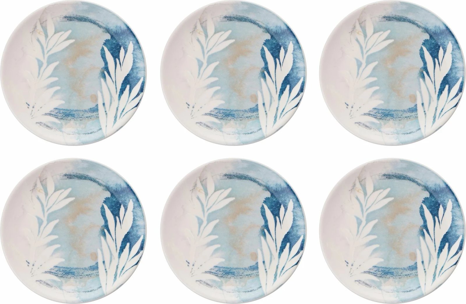 Set pjatash ëmbëlsirash (6 copë), Hermia Concept, gjethe blu