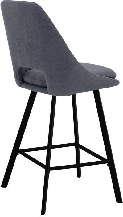 Karrige për bar Initiate, material teddy, ngjyrë gri e errët, këmbë metalike të zeza, 48x56x98cm (2 copë)