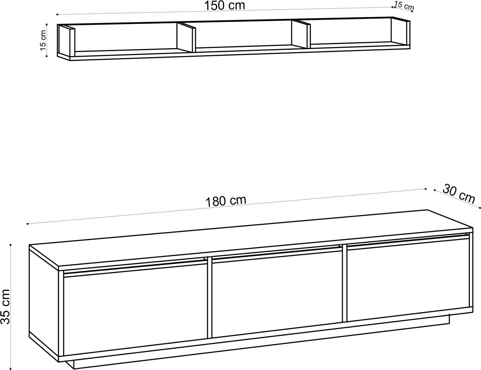 Komodë TV Skye Decor, Prag, e bardhë