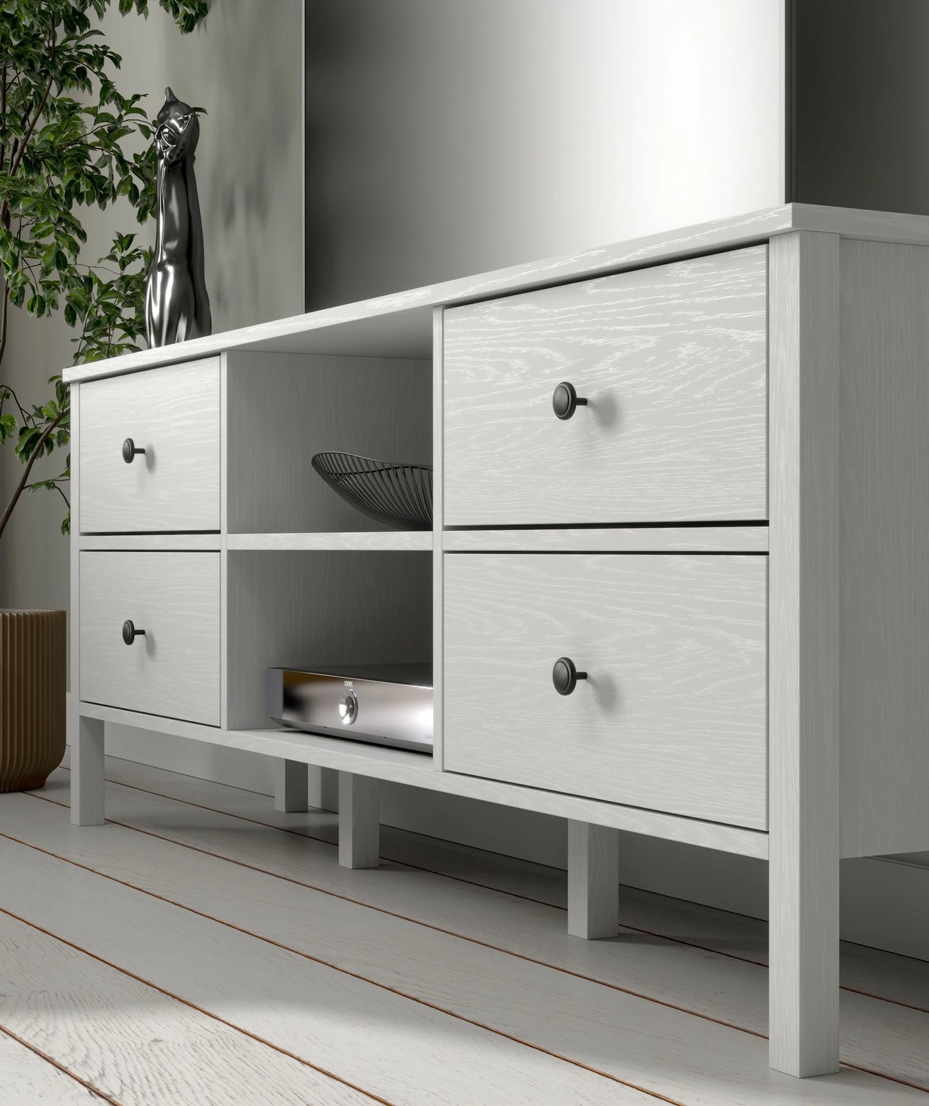 Komodë TV Hanah Home, FRN-20002, ngjyrë druri dhe e bardhë, 160x62x35cm