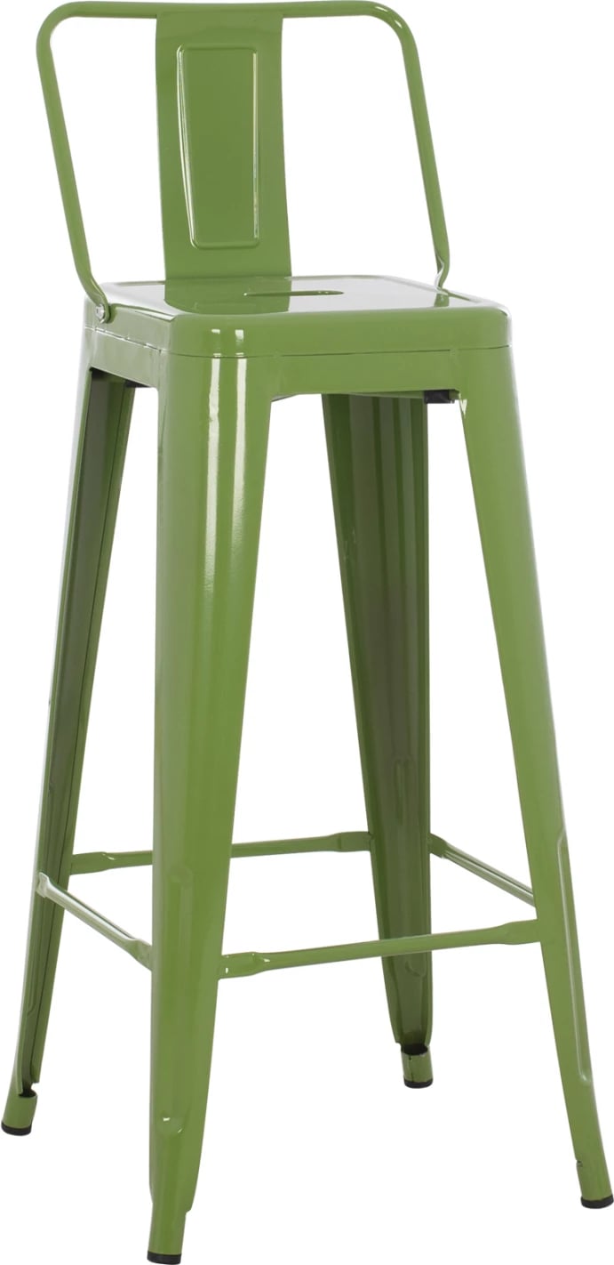 Karrige për bar metalike Melita me shpinë, ngjyrë ulliri e çelët, FH8643.13, 43x43x100 cm