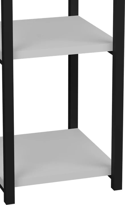 Raft dyshemeje Harvey, metal i zi dhe melaminë e bardhë, 33x28x70cm