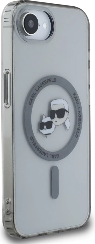 Mbështjellës Karl Lagerfeld IML Metal Karl & Choupette Heads MagSafe për iPhone 16e, i zi