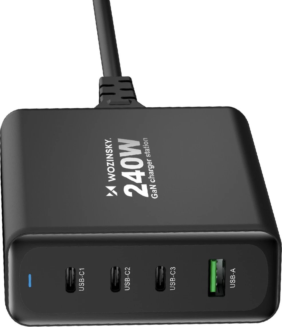 Karikues muri Wozinsky WGCSB, 240W, 3x USB-C, 1x USB-A, GaN, i zi Karikues muri Wozinsky WGCSB, 240W, 3x USB-C, 1x USB-A, GaN, i zi
