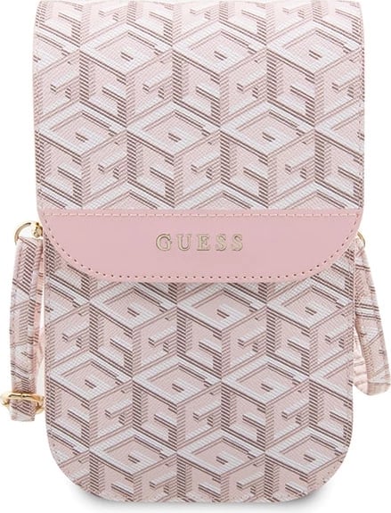 Çantë për celular Guess G Cube Stripe, eco lëkurë, rozë
