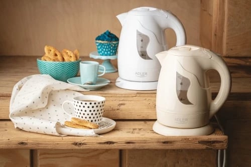 Zierës uji elektrik, Adler, AD 08, 1.0 L, 850 W, plastikë, bazë 360°, e bardhë