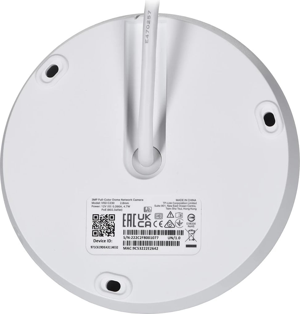 Kamerë sigurie dome TP-Link VIGI C230, 3MP, 2.8mm, IP67, e bardhë, për brenda & jashtë