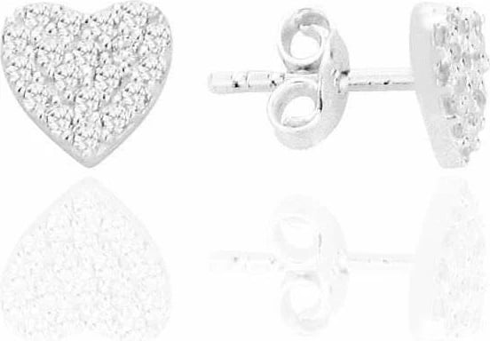 Vathë argjendi Jumeon, zemër, me zirkon, SGTL12709, ngjyrë argjendi