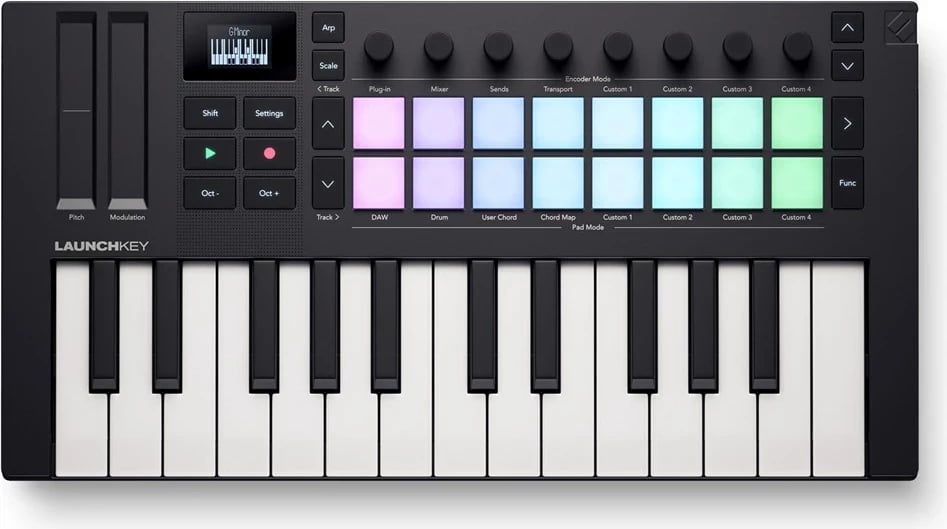 Tastierë MIDI keyboard Novation Launchkey Mini 25 MK4, i zi