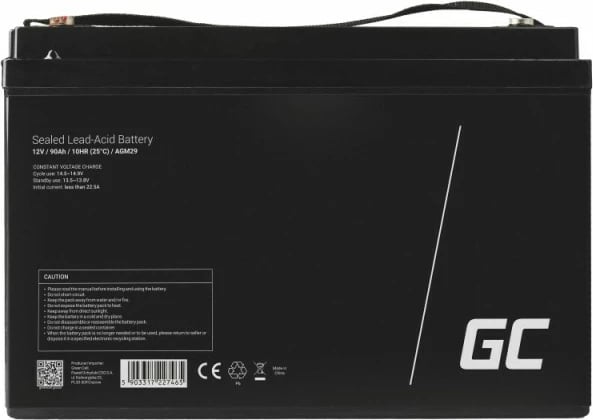 Bateri AGM, Green Cell, AGM29, 12V 90Ah, VRLA pa mirëmbajtje