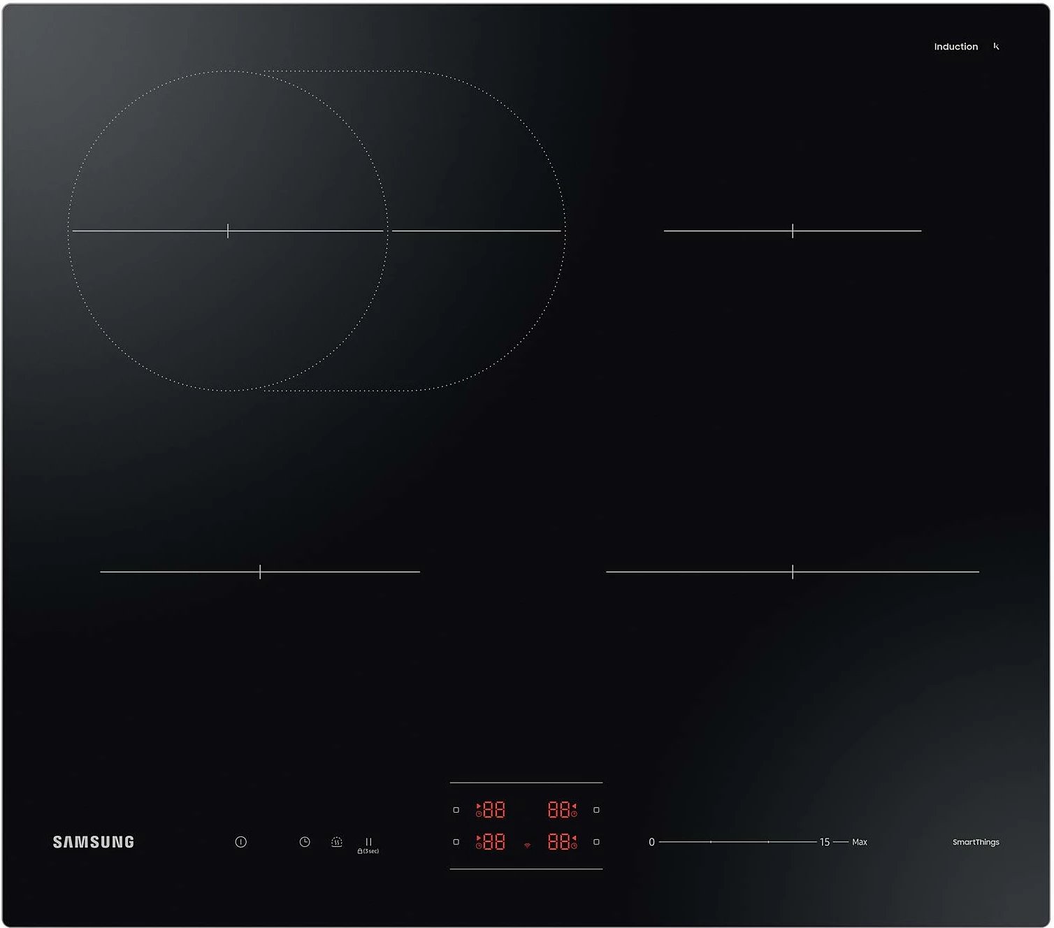 Pllakë induksioni, Samsung, NZ64B4016FK/U2, 4 zona, WiFi, kontrolle me prekje, e zezë