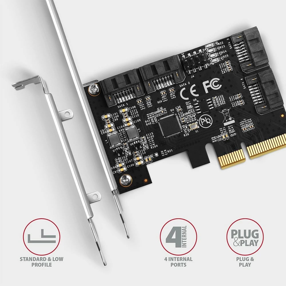 Kartë zgjerimi AXAGON PCES-SA4X4, 4x SATA 6G, PCIe, ASM1164, për kompjuter, e zezë