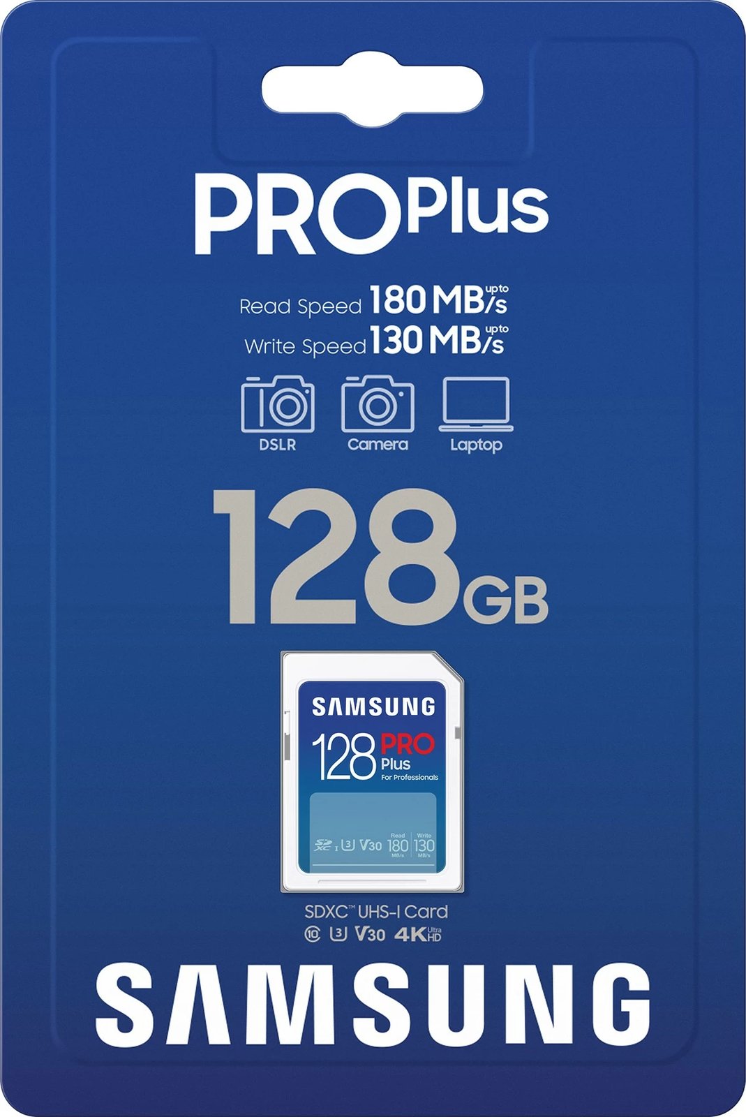 Kartelë memorie Samsung PRO Plus 128GB SDXC, Class 10, UHS-I, 180MB/s, 130MB/s
