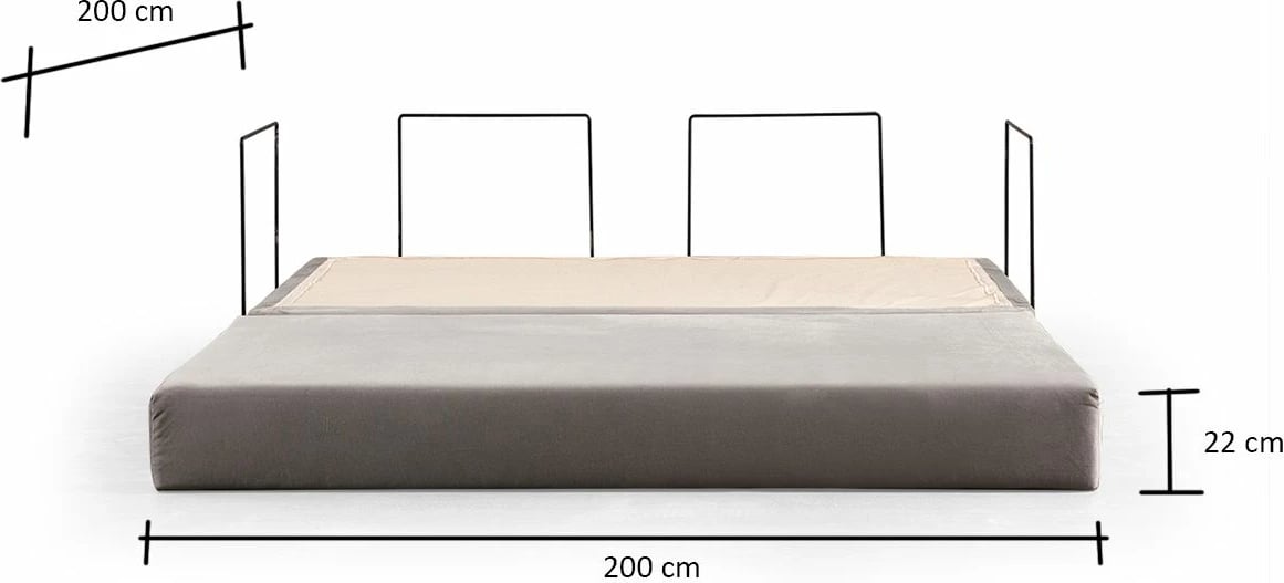 Divan-krevat dy vendësh, ngjyrë gri e çelët, Atelier del Sofa, Via Con