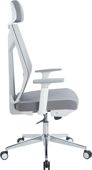 Karrige menaxheri për zyre Commend, pëlhurë rrjete, ngjyrë gri-bardhë