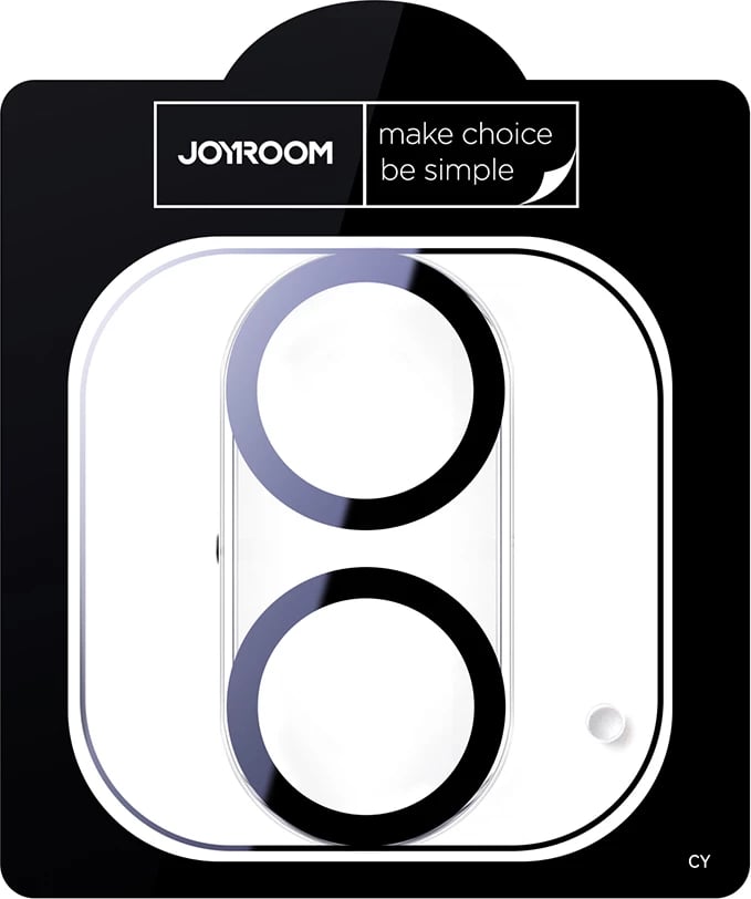 Xham mbrojtës kamerë Joyroom JR-16LJ2 Gemstone Version për iPhone 16/16 Plus, transparent me unazë të zezë