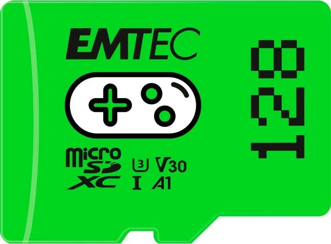 MicroSDXC EMTEC ECMSDM128GXCU3G 128GB UHS-I Class 3 V30, e gjelbër
