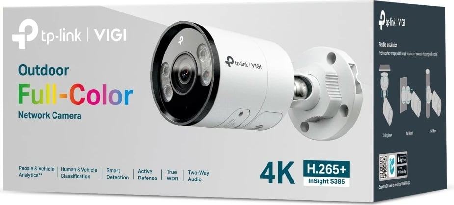 Kamerë sigurie TP-LINK VIGI InSight S385, 8MP, 2.8mm, IP67, e bardhë/zezë