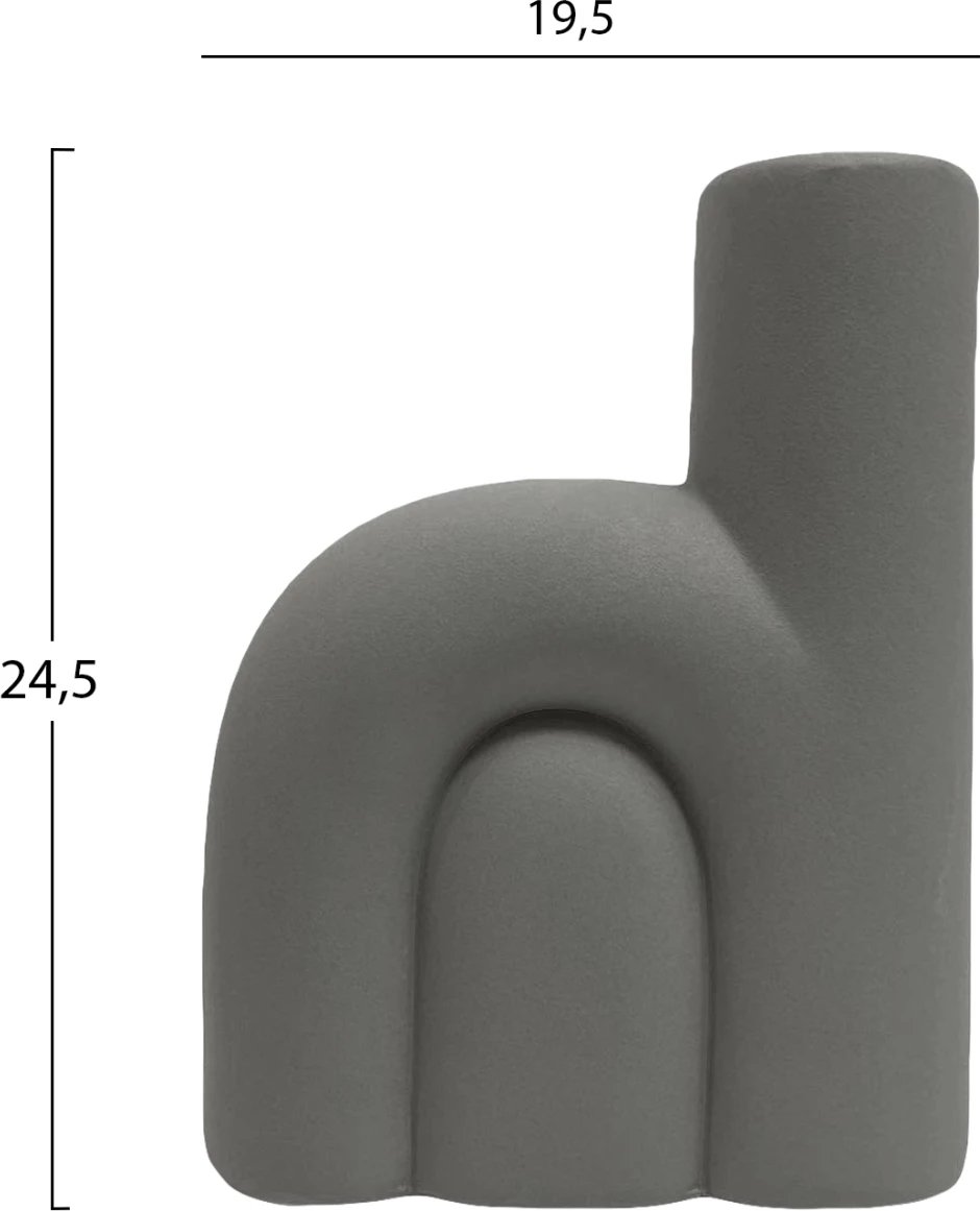 Dekor tavoline prej qeramike, ngjyrë gri mat, FH4640.03, 19.5x7x24.5 cm