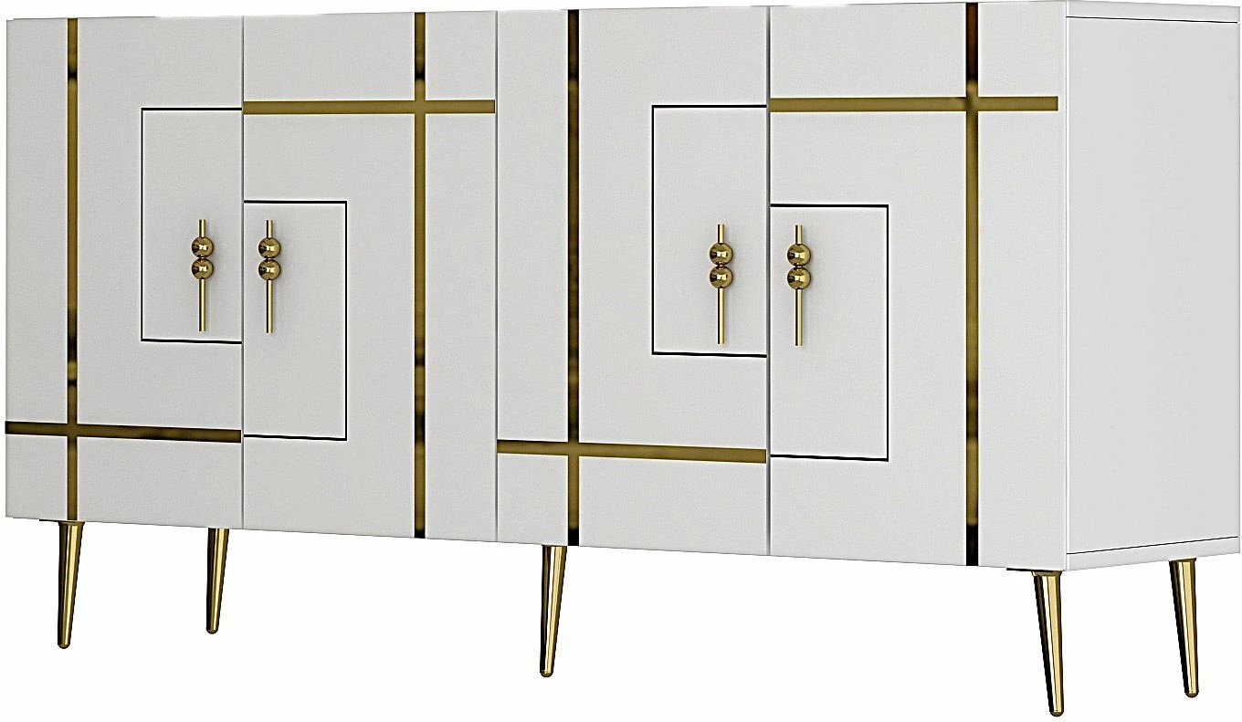 Konsol Skye Decor, Line KB150, e bardhë, ari