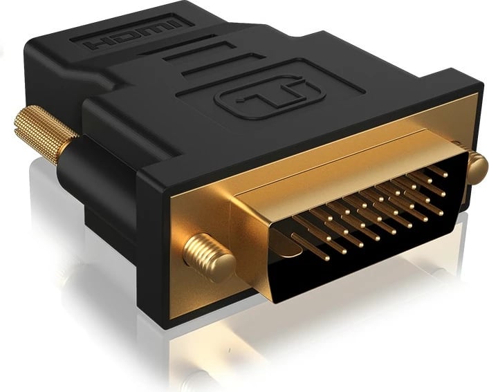 Adapter video ICY BOX IB-AC552, DVI-D në HDMI, Dual Link, e zezë