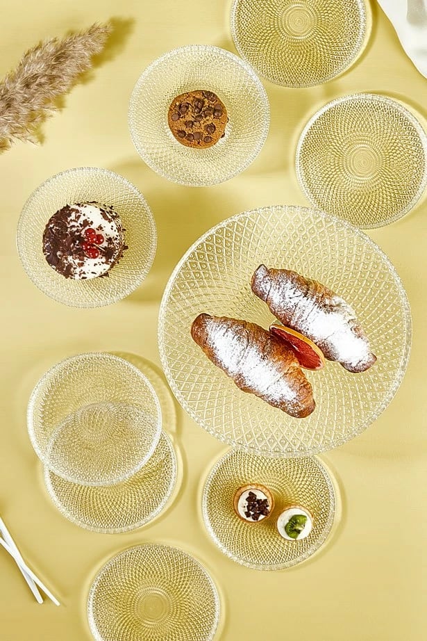 Set pjatash për ëmbëlsira (9 copë), Hermia, Mina, transparent