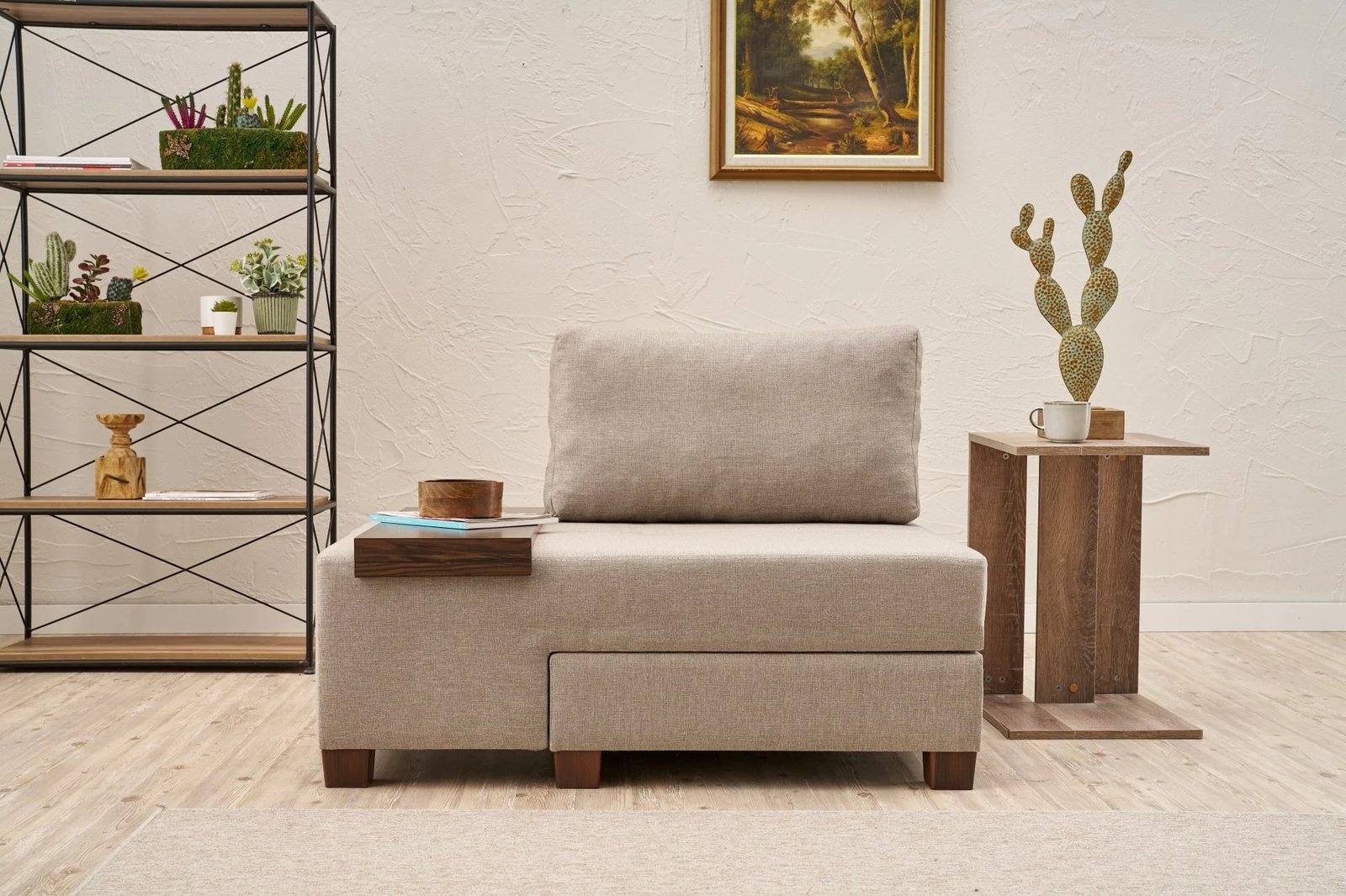 Krevat-karrige një vendës Atelier del Sofa, liri Perenna, anë e majtë, krem