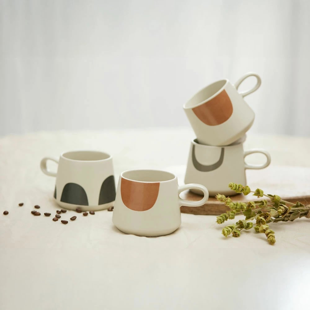 Filxhan Scandi, porcelan New Bone China, i bardhë-bezhë, 8x8x8cm Filxhan Scandi, porcelan New Bone China, i bardhë-bezhë, 8x8x8cm