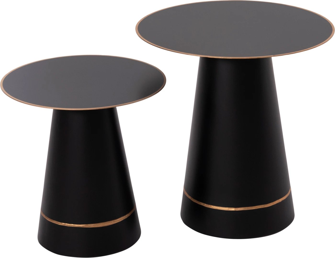 Tavolina kafeje 2 copë BALLI FH9996 rrethore metalike në të zezë Φ50 & Φ40 cm.