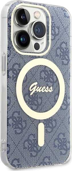 Mbështjellës Guess IML 4G MagSafe për iPhone 15 Pro, Blu