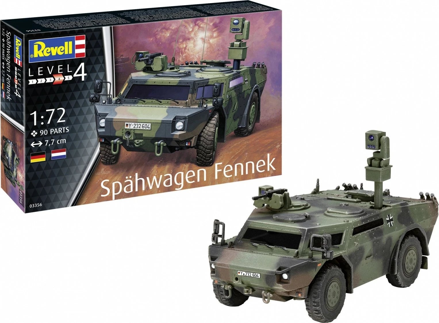 Model plastik Revell Spähwagen Fennek 1:72, 90 pjesë, kamuflazh Model plastik Revell Spähwagen Fennek 1:72, 90 pjesë, kamuflazh