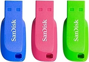 USB SanDisk Cruzer Blade, 16GB, e kaltër, e gjelbër, rozë, 3 copë