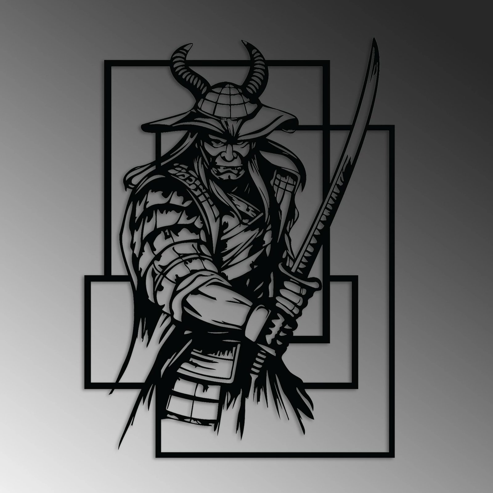 Aksesor dekorativ metalik për mur, Wallity, Samurai