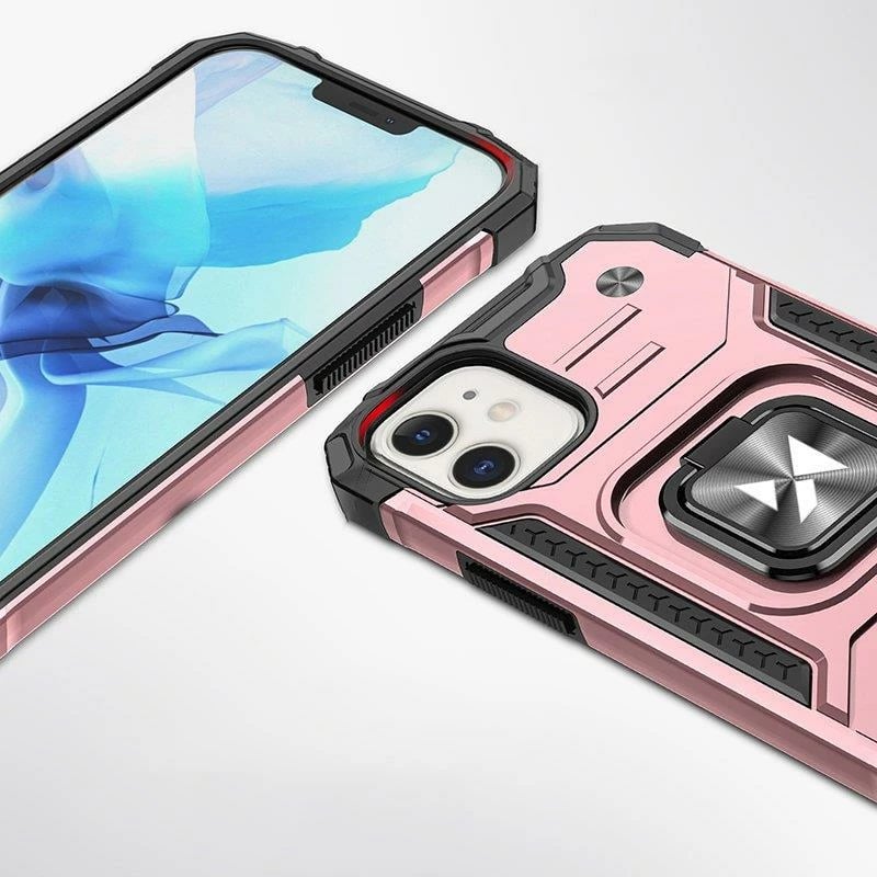 Mbështjellës Wozinsky Ring Armor për iPhone 14 Plus, me mbajtës gishti dhe qëndrim, Gold