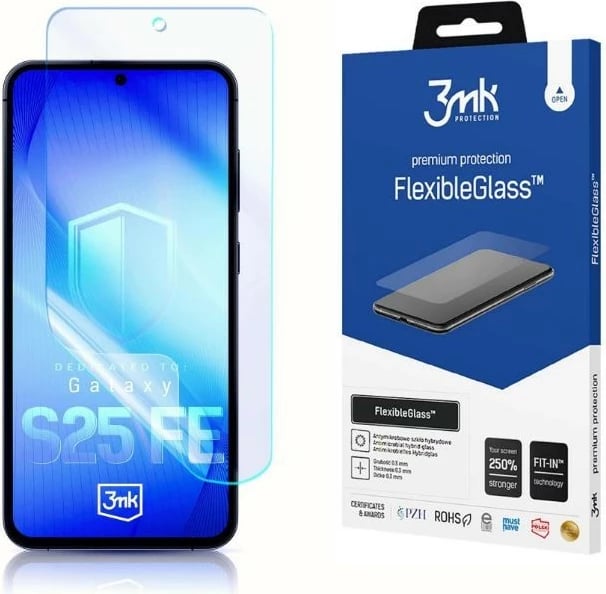 Xham hibrid mbrojtës, 3MK FlexibleGlass 3M008135, për celular Samsung Galaxy S25 FE 6.7", transparente