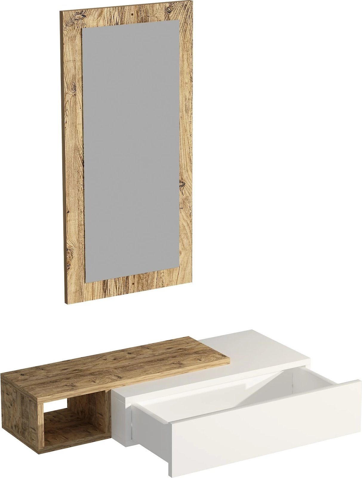 Komodë anësore Hanah Home, Vien, ngjyrë pishë Atlantike, e bardhë