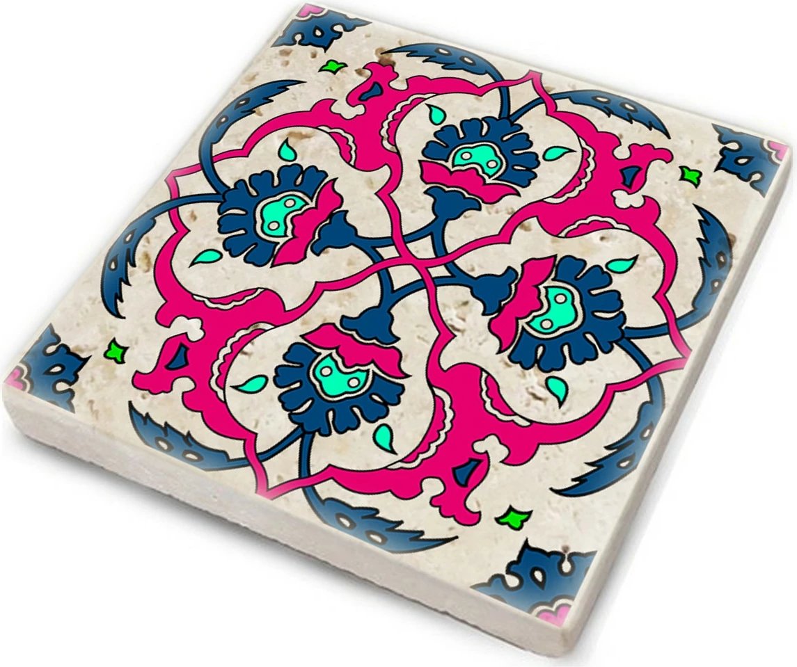 Set 4 copë mbrojtëse guri natyral për gota, shumëngjyrëshe, Hermia, TAB368883764