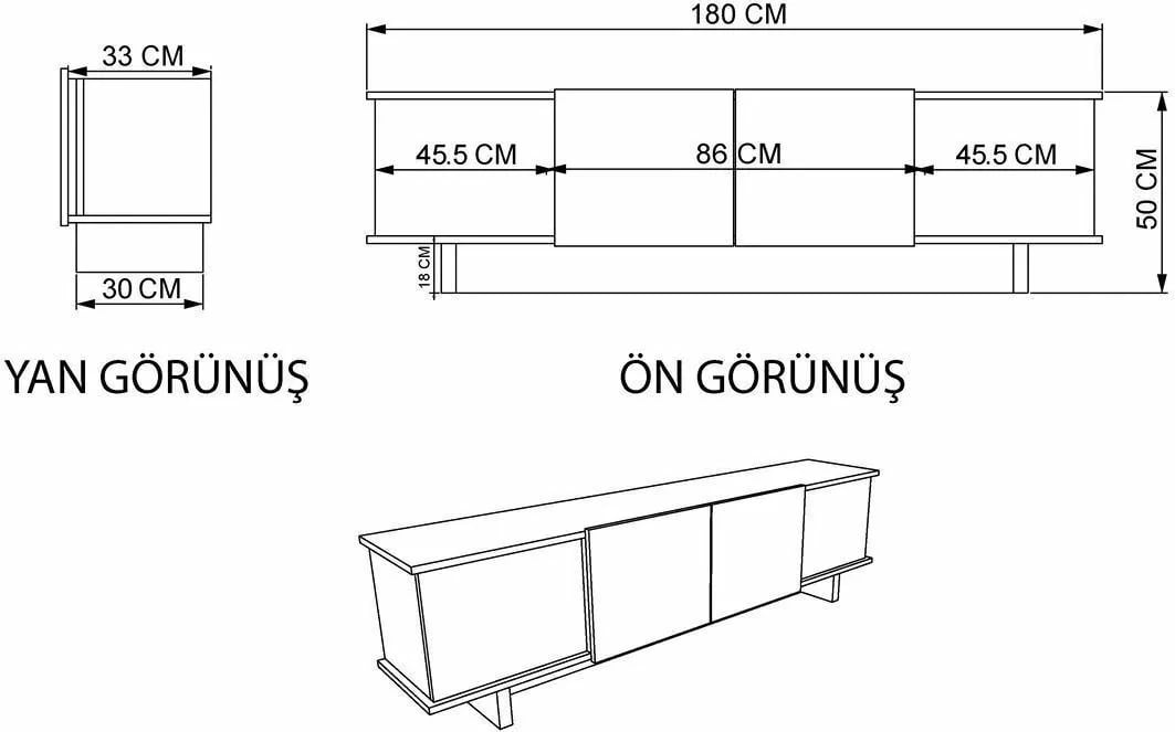 Komodë TV Skye Decor, ngjyrë travertin dhe arre, Diana